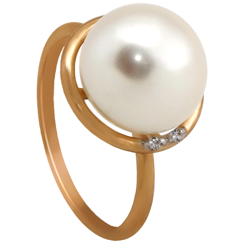 фото Примаэксклюзив кольцо с жемчугом и фианитами из красного золота кл7086, размер 16.5