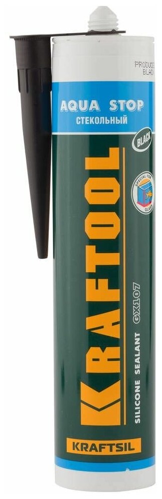 Герметик Kraftool GX107 Kraftsil Aqua Stop 300 мл. черный 378.48 гр