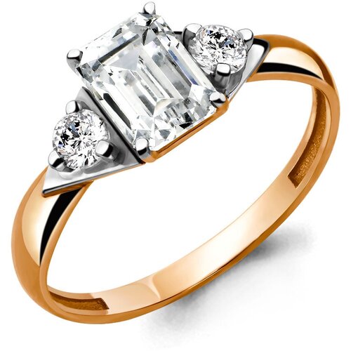 Кольцо Diamant online, золото, 585 проба, фианит, кристаллы Swarovski, размер 17 кольцо diamant online красное золото 585 проба фианит кристаллы swarovski размер 16 5