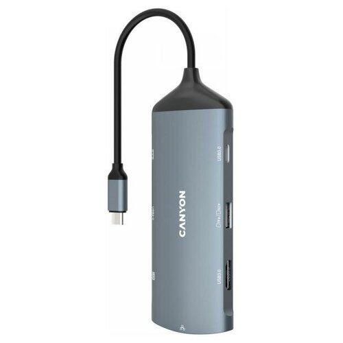 Концентратор USB Type-C Canyon CNS-TDS15 RJ-45 HDMI USB 20 USB 30 USB Type-C SDSDHC SDXC серый 510000₽