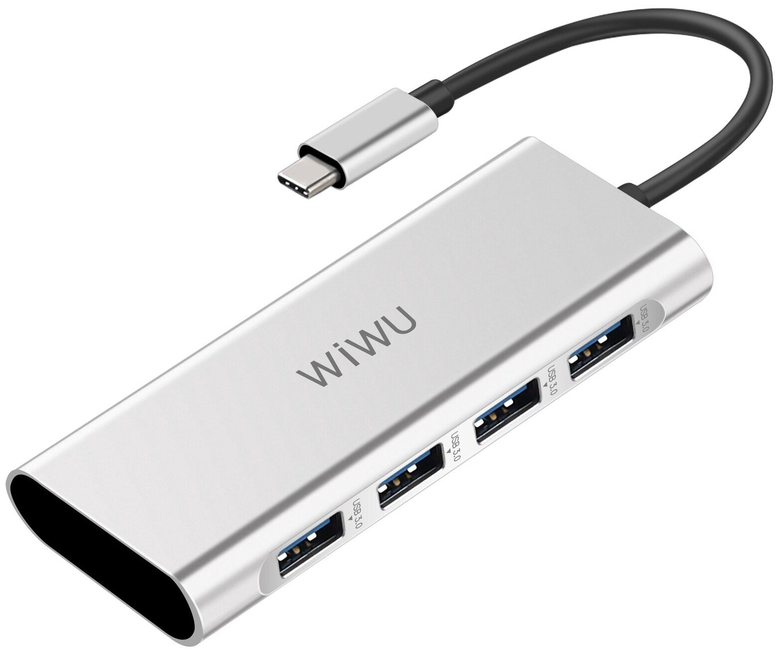 Переходник-хаб WiWU Alpha A440 (4in1) USB-C to 4xUSB3.0 серебристый