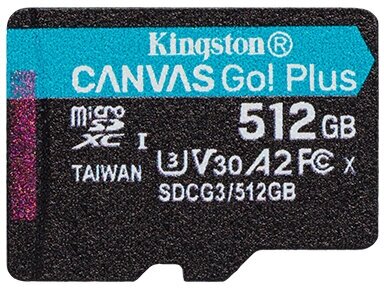 Карта памяти Kingston Canvas Go! Plus microSDXC UHS-I Cl10 +ад, SDCG3/512Gb, 1179773