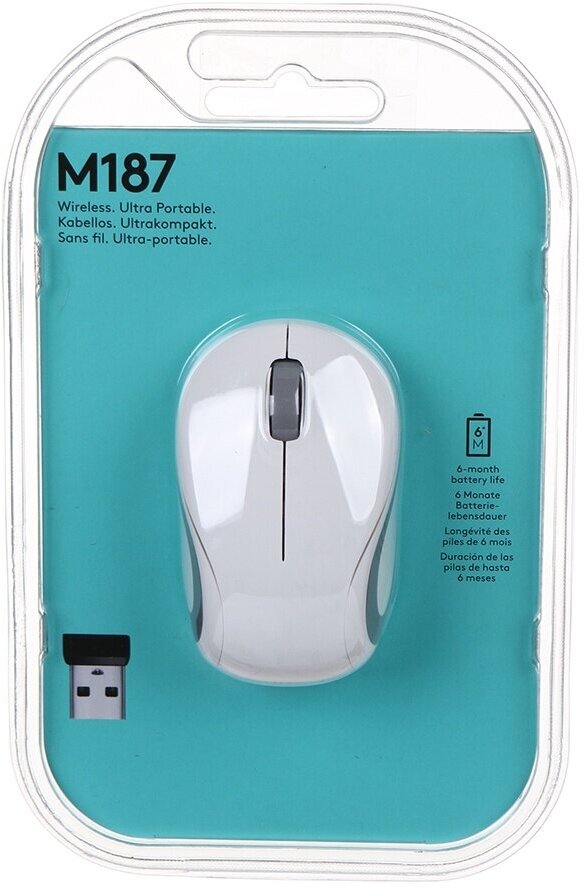 Мышь Logitech Wireless Mini Mouse M187 White 910-002740 / 910-002735