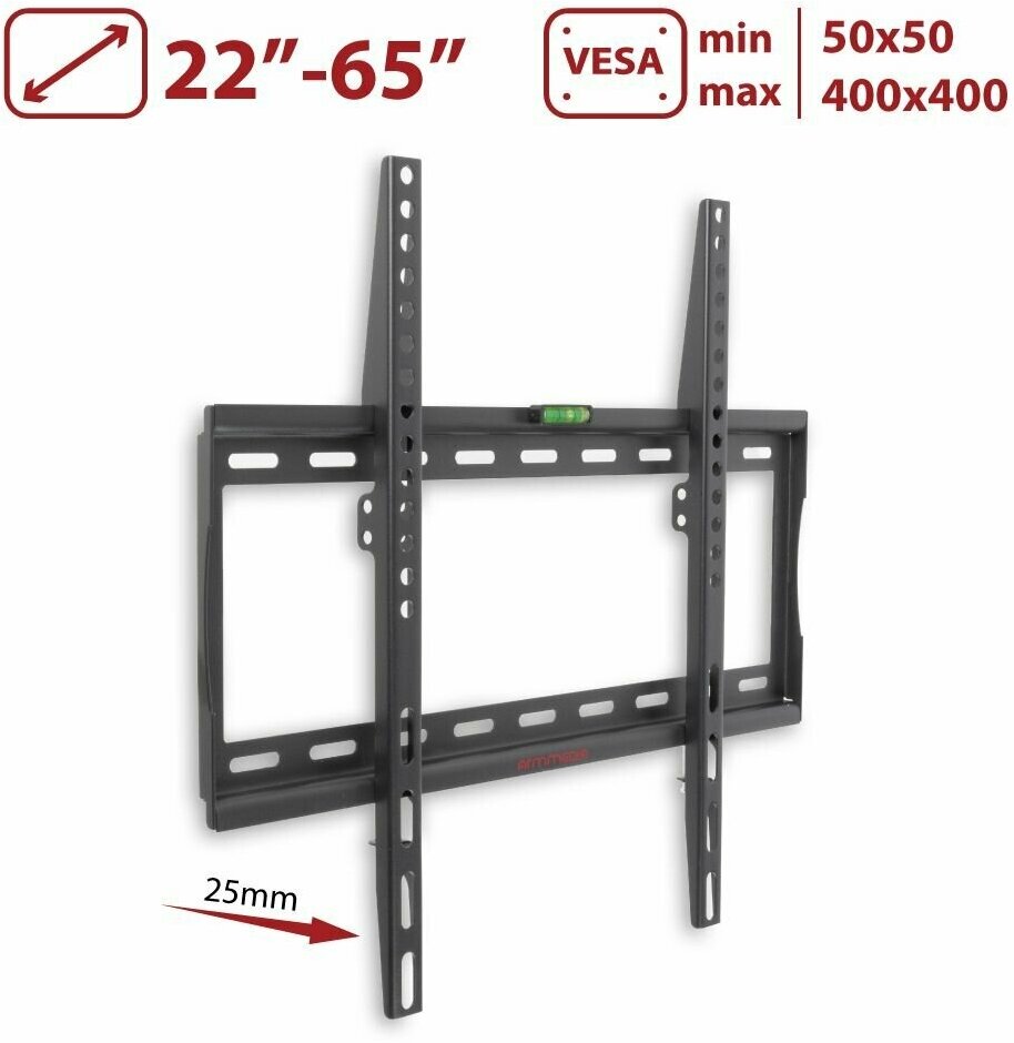 Кронштейн для телевизора Arm Media STEEL-3 new черный 22"-65" макс.50кг настенный фиксированный