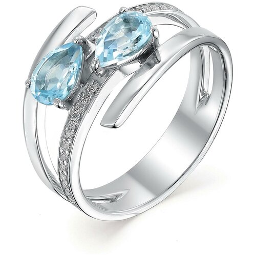 фото Алькор кольцо с топазами и фианитами из серебра 01-0471-00тб-00, размер 16.5