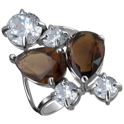 фото Эстет кольцо с фианитами и кварцами из серебра с19к25029-4, размер 19