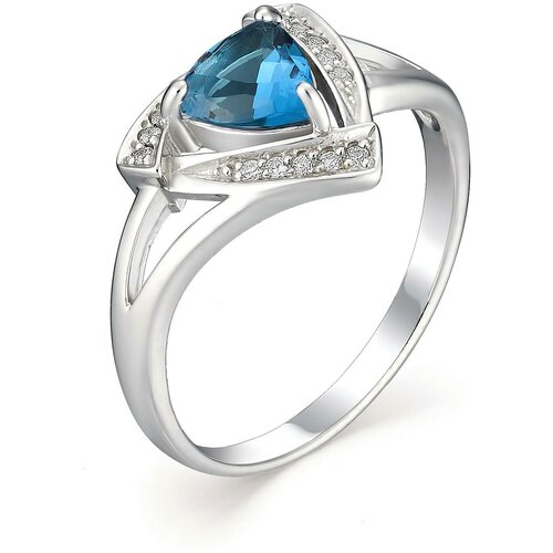 фото Алькор кольцо с топазом и фианитами из серебра 01-0469-юстл-00, размер 17.5