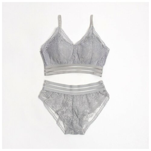 Комплект женский (топ, трусы) цвет серый, размер 42-44