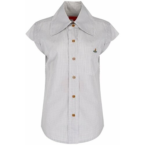 фото Рубашка vivienne westwood, повседневный стиль, в клетку, размер 40, серый