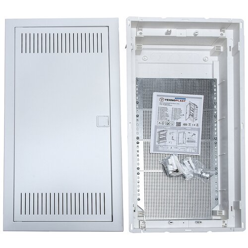 Щит слаботочный встраиваемый, для мультимедиа-оборудования, IP40, металлическая дверь со слотами охлаждения, 4 ряда