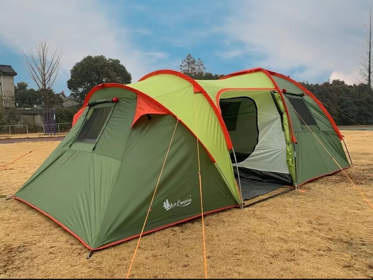 Палатка шатер 6 местная (ДВЕ комнатны один ЗАЛ) ART1810L