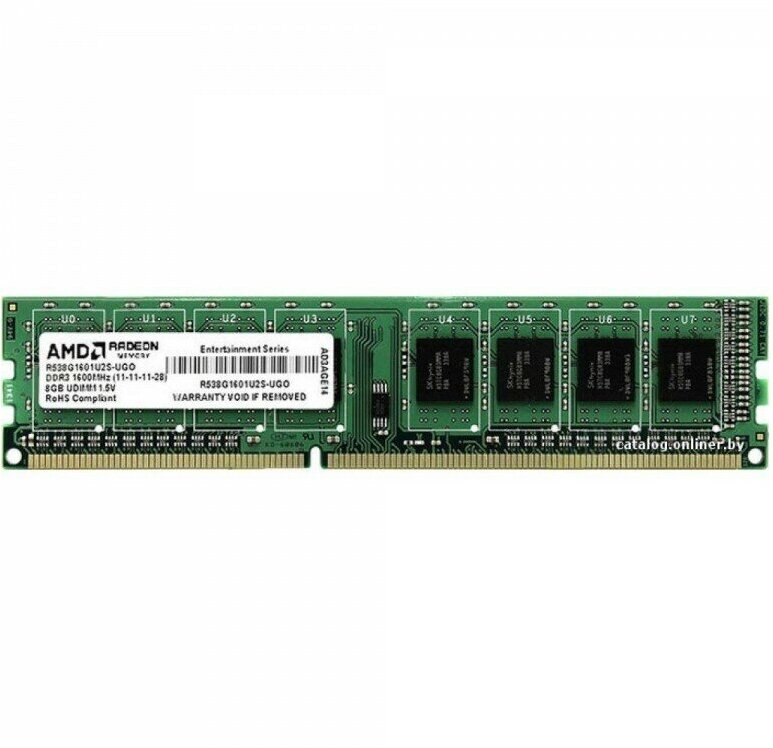 Модуль памяти DDR3 8GB AMD 1600MHz, PC3-12800, CL11, 1.5V, Non-ECC, Retail - фото №12