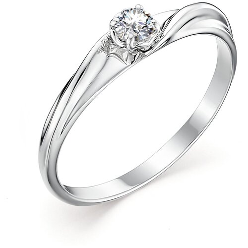фото Алькор кольцо с 1 бриллиантом из белого золота 12825-200, размер 17