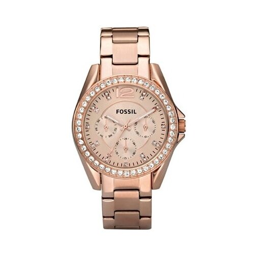Наручные часы FOSSIL Riley ES2811, золотой, розовый наручные часы fossil riley es3466 бежевый золотой