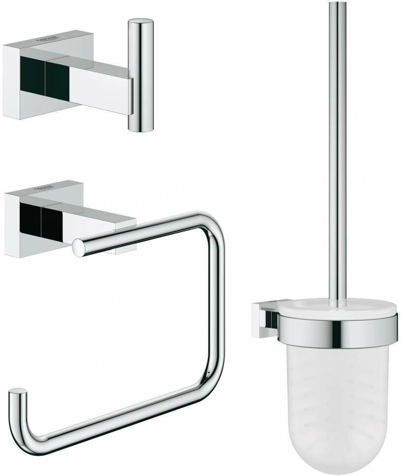 Набор аксессуаров 3 предмета: Ершик, держатель бумаги, крючок Grohe Essentials Cube 40757001 хром