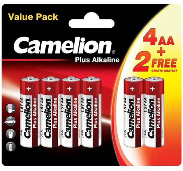 Батарейка AA - Camelion LR6 Plus Alkaline 4+2LR6-BP (4+2 штуки)