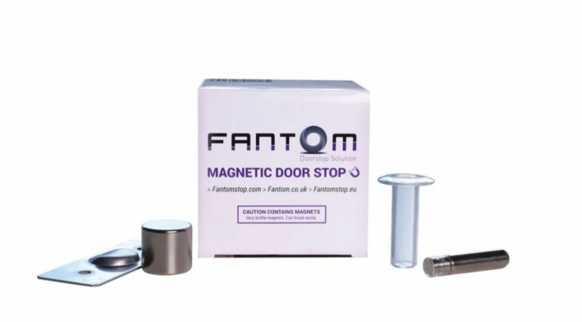 Упор дверной магнитный (ограничитель, стопор, стоппер) скрытый FANTOM STANDART, прозрачный, 1 шт.