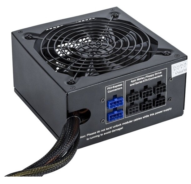 Блок питания EXEGATE 700PPX (ATX, APFC, SC, КПД 80% (80 PLUS), 14cm fan, 24pin, (4+4)pin, PCIe, 5xSATA, 4xIDE, FDD, Cable Management, RTL, b