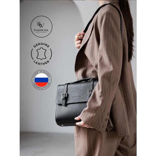 Сумка сэтчел BAGSWEEL, фактура зернистая, черный