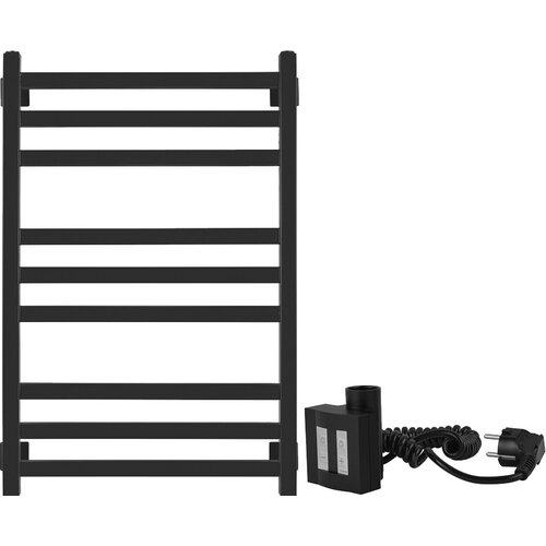 Полотенцесушитель электрический Secado Корсико 3 , 80x50 ТЭН квадратный, черный матовый, R