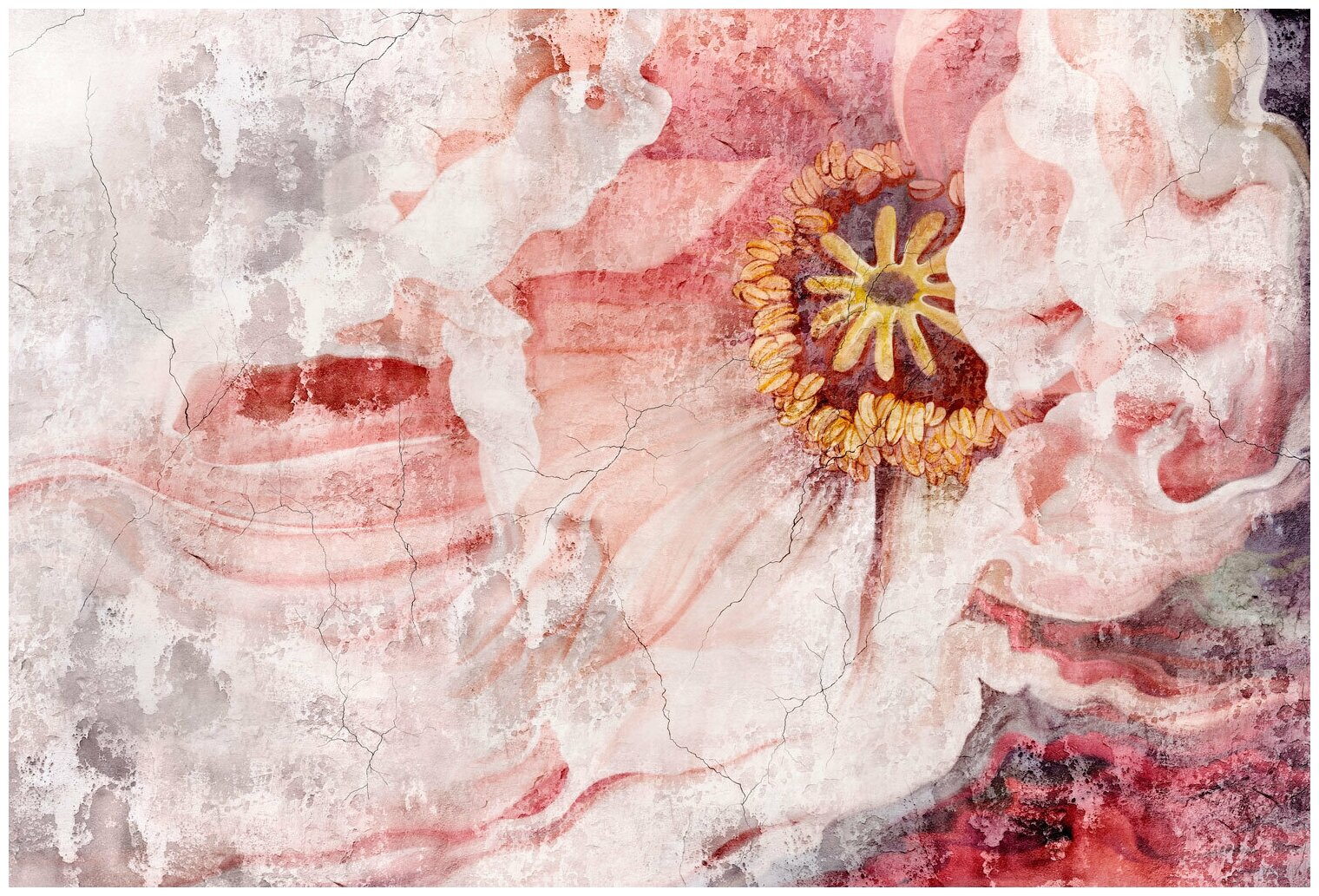 Фотообои на стену HARMONY Decor HDS-068 Декоративная штукатурка Большой цветок, 200 х 135 см, флизеиновые