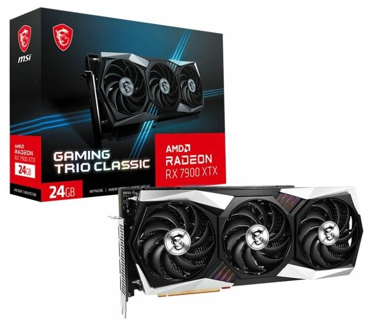 Видеокарта MSI PCI-E 4.0 RX 7900 XTX GAMING TRIO CLASSIC AMD Radeon RX 7900XTX 24576Mb 384 GDDR6 2300/20000 HDMIx1 DPx3 HDCP Ret