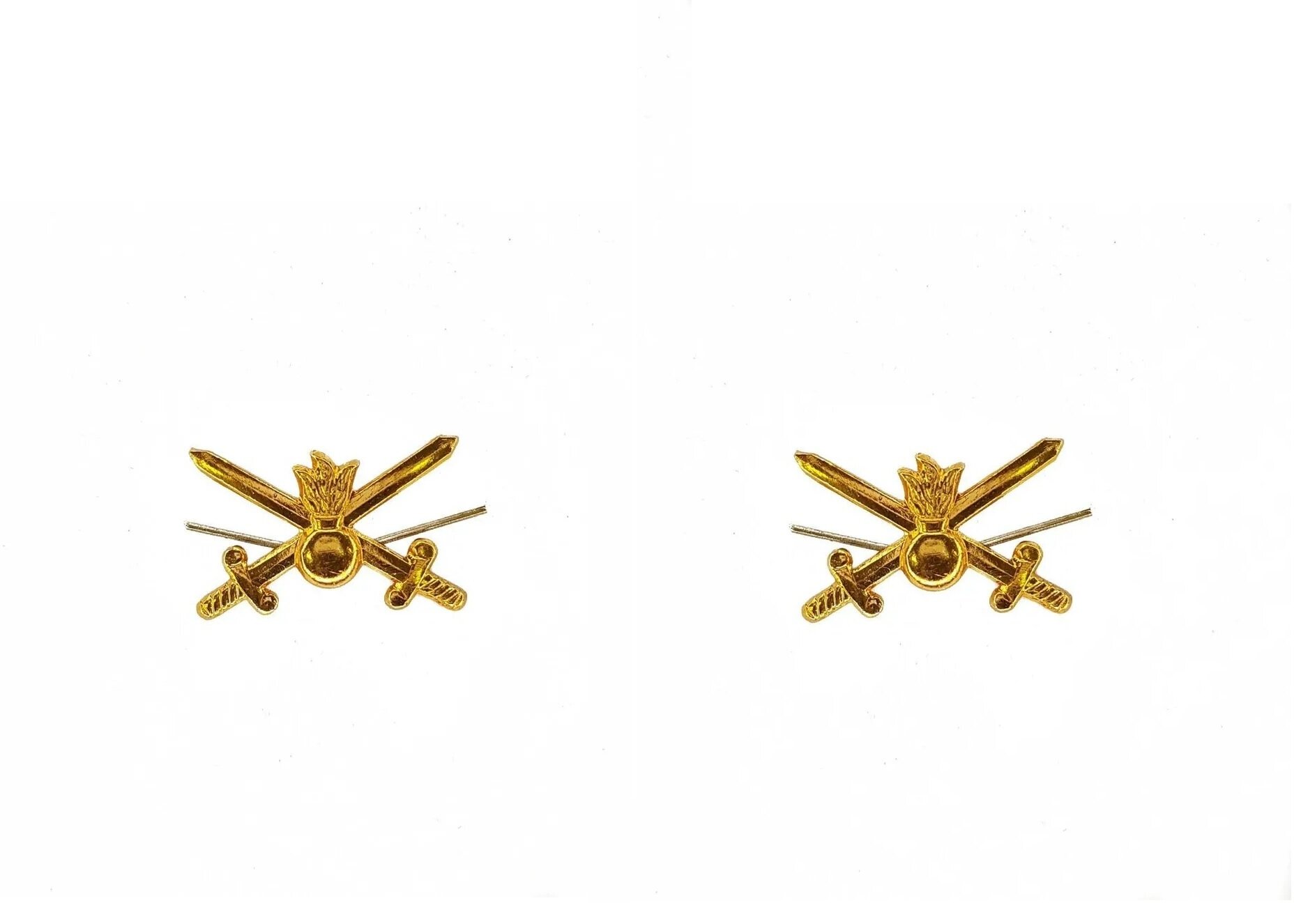 Эмблема петличная Сухопутные войска нового образца золотая, 2 штуки, металлические