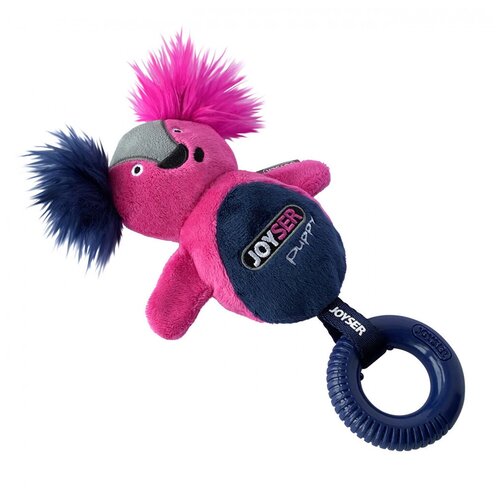 Игрушка для собак JOYSER Puppy Белка с резиновым кольцом и пищалкой S/M розовая, 21 см
