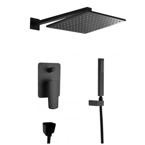 Черный душевой комплект Feramolli BL709-12 (30см.)