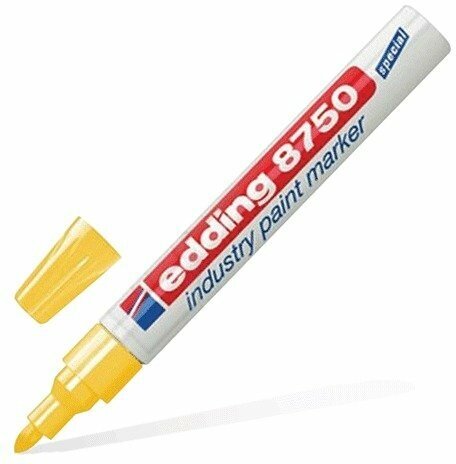 Маркер-краска лаковый (paint marker) EDDING 8750, желтый, 2-4 мм, круглый наконечник, алюминиевый корпус, Е-8750/5