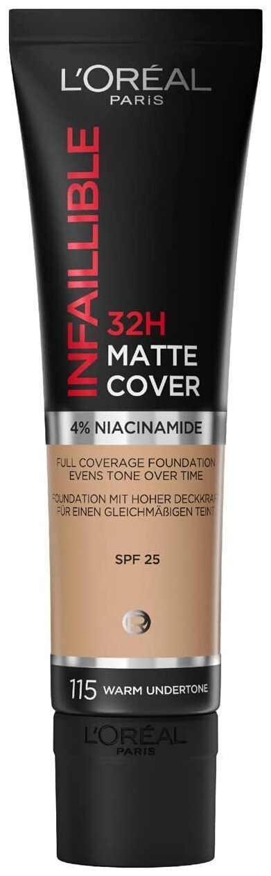 LOreal Paris Тональный крем Infaillible 32H Matte Cover, SPF 25, 30 мл, оттенок: 115