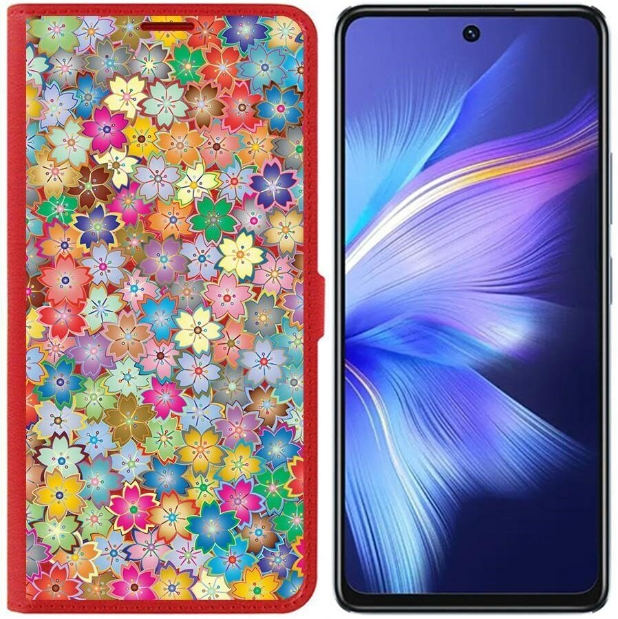 фото Чехол-книжка Krutoff Eco Book для INFINIX Note 30 Цветочный паттерн 4 (красный)