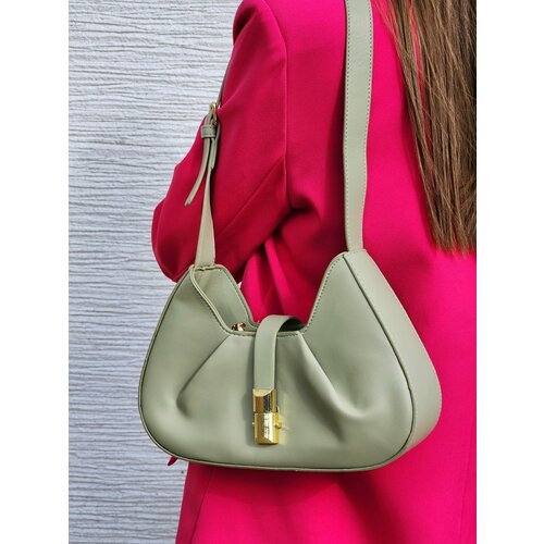 фото Сумка багет evangelina may bagsel2002, фактура гладкая, зеленый