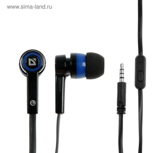 Наушники Defender Pulse 420 вакуумные микрофон 105 дБ 32 Ом 35 мм 12 м чёрно-синие 577₽