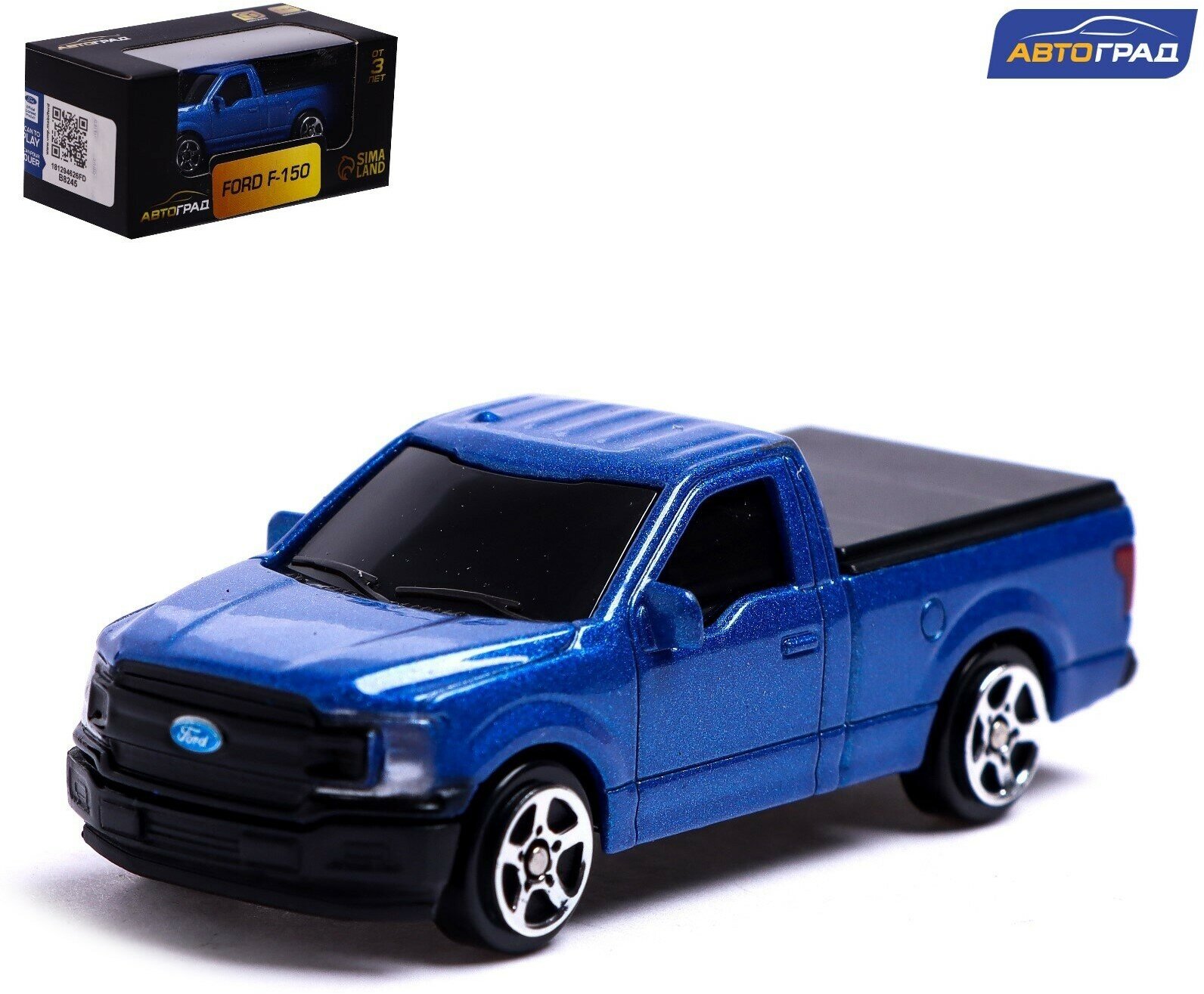 Машина металлическая FORD F-150, 1:64, цвет синий