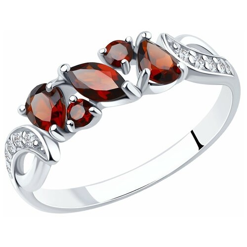 фото Sokolov кольцо из серебра с красными гранатами 92011594, размер 17