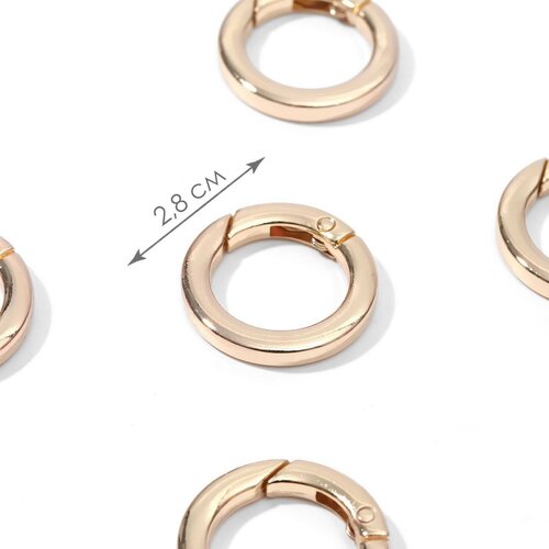 Кольцо-карабин плоский, d 20/28 мм, толщина - 4 мм, 5 шт, цвет золотой кольцо для салфетки тамоэ 4 5×4 5×3 см цвет золотистый