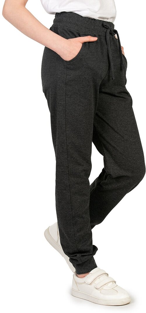 Школьные брюки джоггеры  N.O.A., спортивный стиль, карманы, манжеты, пояс на резинке, размер 158, серый