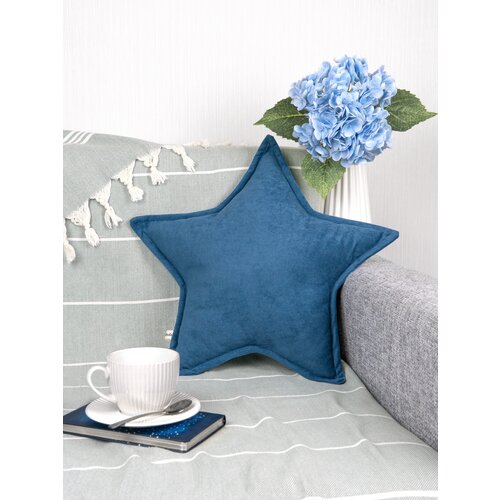 Подушка декоративная Звезда (звездочка) велюр, 45х45, цвет индиго