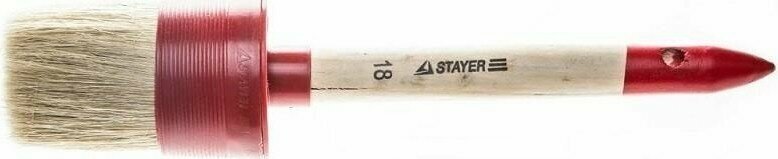 STAYER UNIVERSAL 60 мм, пластмассовый корпус, светлая натуральная щетина, деревянная ручка, Круглая кисть, MASTER (0141-60) - фотография № 7