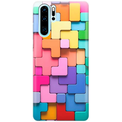 фото Ультратонкий силиконовый чехол-накладка для huawei p30 pro с принтом "паттерн из блоков" gosso