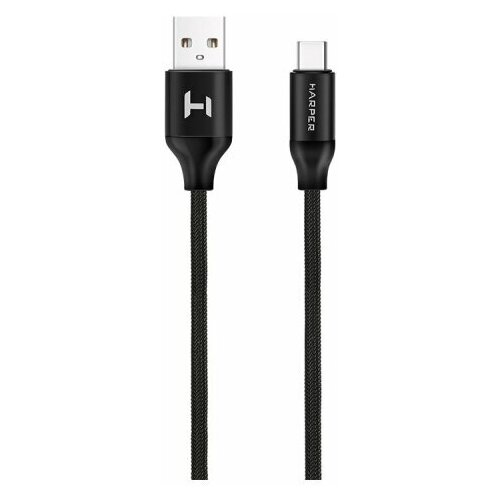 Кабель USB - TYPE C, HARPER, BRCH-710, 1м, черный H00001356, 1543342 кабель harper type c type c brch 770 black нейлон для зарядки и синхронизации черный