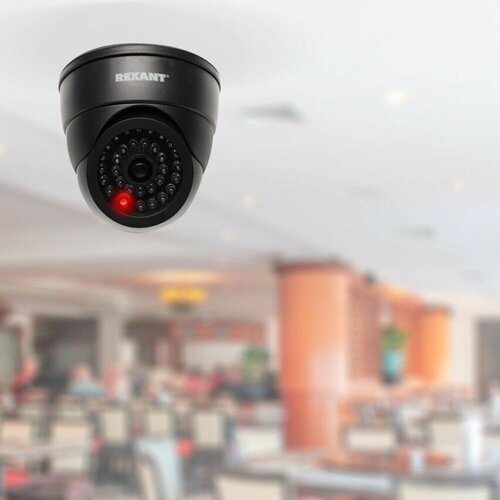 Камера видеонаблюдения муляж камеры видеонаблюдения REXANT 45-0230 черный фальшивая пластиковая беспроводная камера безопасности с мигающим красным светодиодом