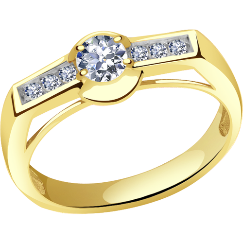 фото Кольцо diamant online, желтое золото, 585 проба, кристаллы swarovski, размер 18