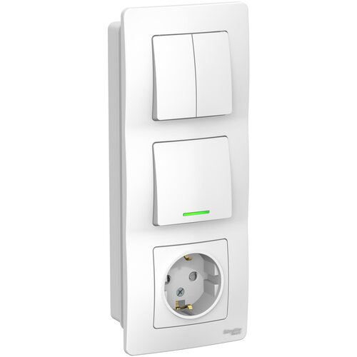 Блок Schneider Electric BLANCA BLNBS101211 с индикацией розетка + 2 выключателя белый (комплект из 2 шт)
