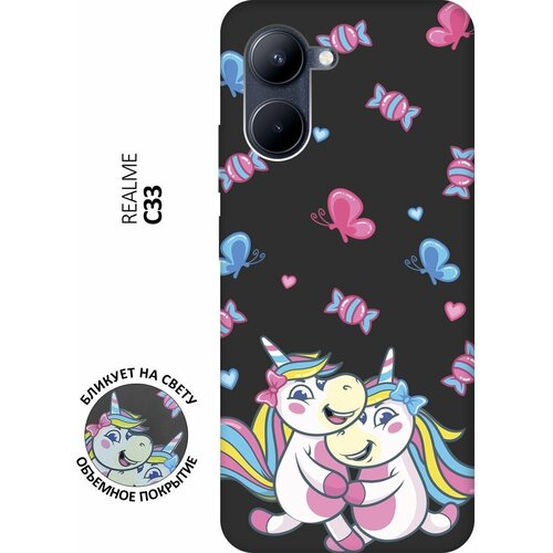 Матовый чехол Unicorns and Candies для realme C33 / Рилми С33 с 3D эффектом черный матовый чехол scratchy and wall для realme c33 рилми с33 с 3d эффектом красный