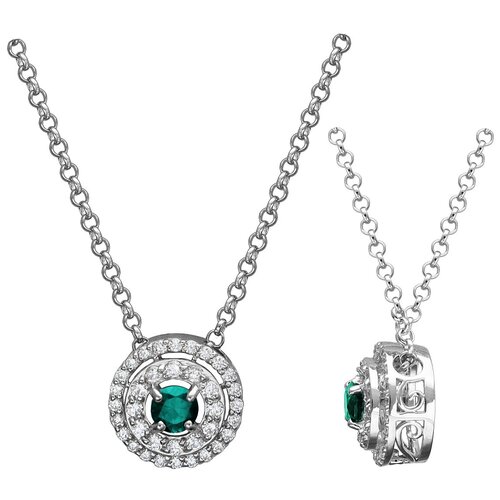 фото Эстет золотое колье-подвеска с бриллиантами, изумрудом 01л621773-2, 39 см, 5.87 г