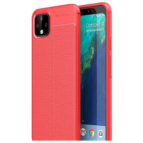 фото Чехол mypads для google pixel 4 из качественного износостойкого силикона с декоративным дизайном под кожу с тиснением красный