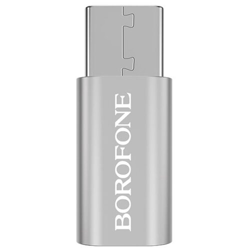 Переходник micro USB 2.0 B (f) - USB Type-C (m) Borofone BV4 - Серебристый переходник micro usb 2 0 b f usb type c m borofone bv4 серебристый