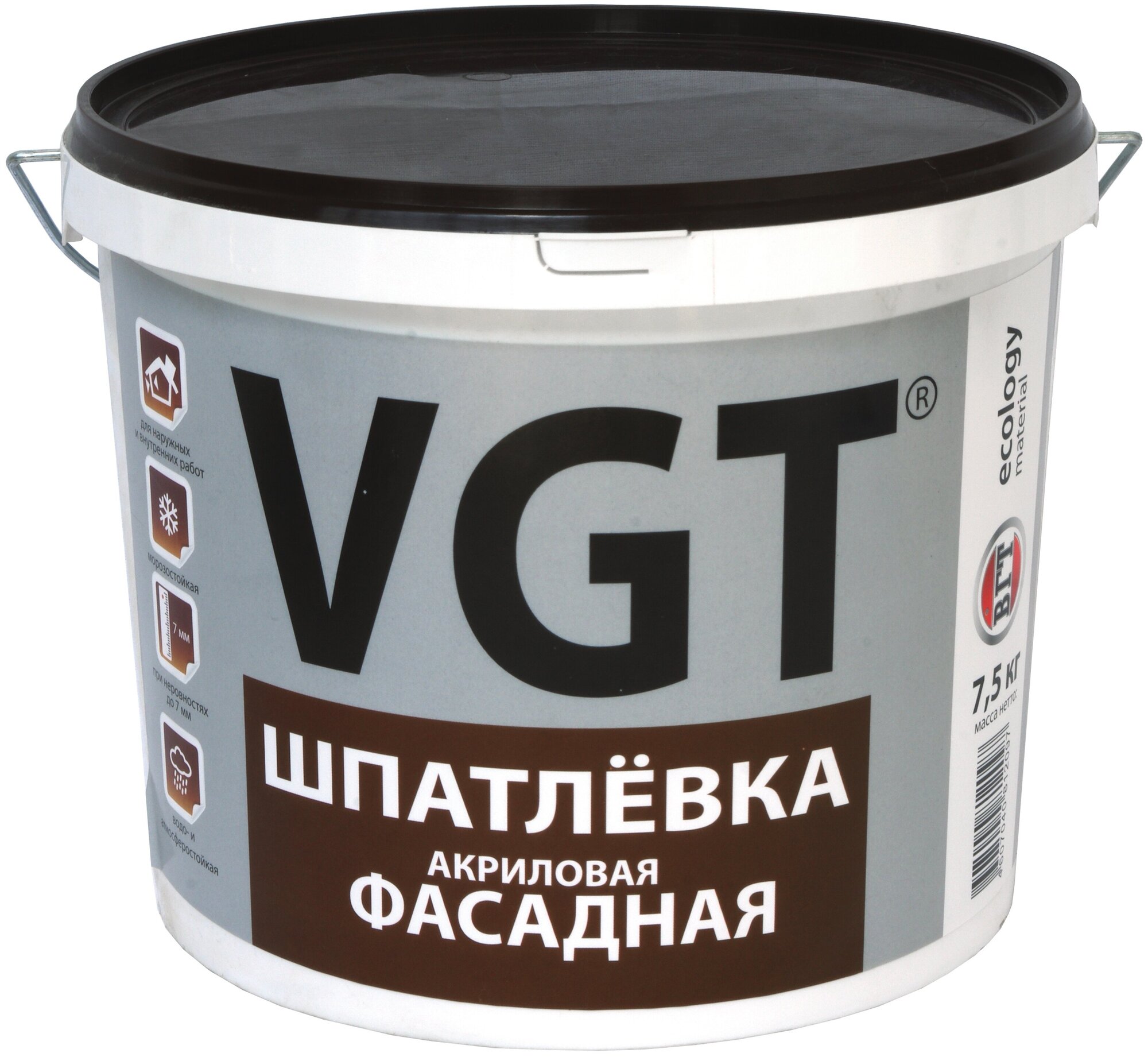 Шпатлевка VGT фасадная 7.5 кг - фотография № 1